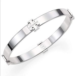 NWOT Tory Burch Logo Bangle Bracelet - Tory Silver